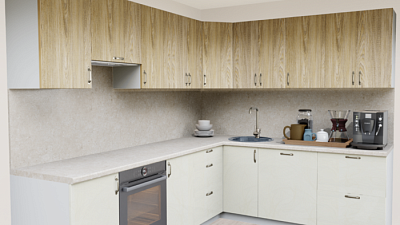 Кухня угловая Ель карпатская - Глобус жемчуг